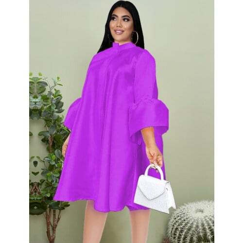 Dresses Plus Size Three Quater Lantern Sleeve Oversized Knee Length Casual Office Lady Evening Birthday Party Afircan Gowns XXXL