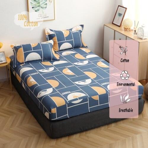 100% Cotton Fitted Sheet Cute Elastic Band Bedsheets Matterss Cover No Pillowcase For Bedroom