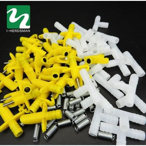 100Sets Rabbit Use Nipple Drinking ABS material Spring Three - Way Pipe Animal Drinking Fountains Farm Animal rabbit nipple