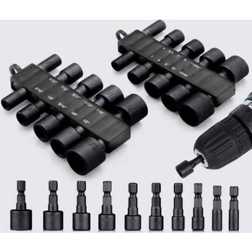 20pcs Hexagon Nut Driver Socket Bits Wrench Screwdriver Hex Socket Bit for Screw Driver Handle Tools No Magnetic