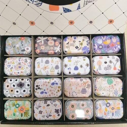 32pcs/box New Flower Printing Tin Box Mini Metal Coin Saver Jewerly Case Pill Box Earphone Box Candy Case