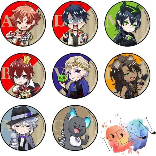 50mm Twisted Wonderland Game Azul Ashengrotto Riddle Rosehearts Vil Shoenheit Malleus Draconia Metal Badge Brooch Pins