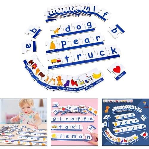 90/Set Preschool Alphabet Card Spelling Learning Word Matching Educational Montessori Teaching ABC Letter Puzzles Toy for Kids