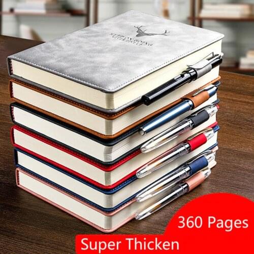 A5 360 Pages Super Thicken Pu Leather Diary Notebook Daily School Office Work Notebook Creative Planner Notebook 2021 Agenda