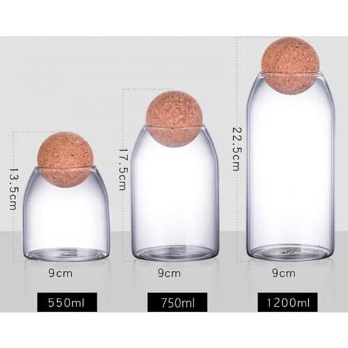 Storage Bottle Anti-deform Durable Waterproof Cork Stopper Bean Sugar Glass Jar for Coffee