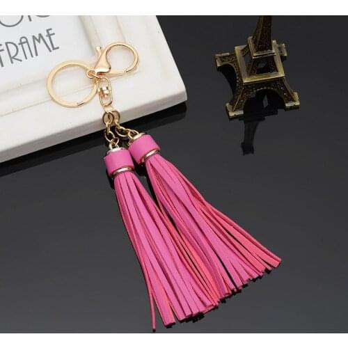 Hot Sale Leather Tassels Key Chain With Two Tassels For Car Keychain Bag Key Ring Jewelry EH820