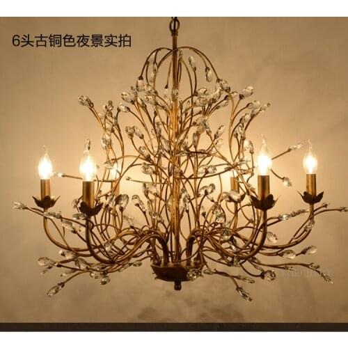 American country tree branch crystal chandelier personality creative garden living room bedroom restaurant cafe clothing store