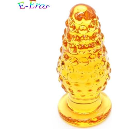 ORISSI Gold Glass Anal Plug Crstal Butt Anal Plug Vagina Plug Big Anal Pleasure Wand Anal Sex Toys for Women Male Sex Products