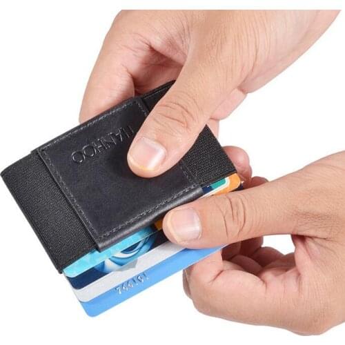 Minimalist Slim Wallet Men Cardholder Mini Wallets Real Leather Business ID Card Organizer Elastic Carte Credit Card Holder