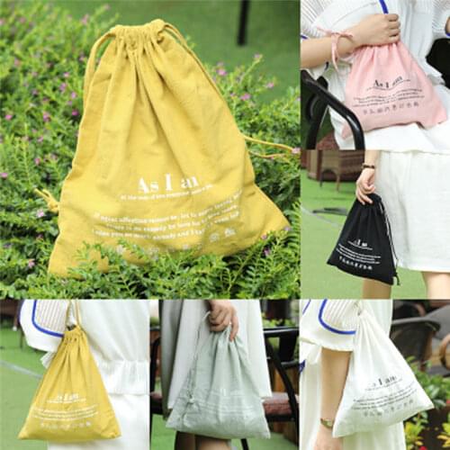1PC Reusable Cotton Linen Storage Package Bag Women Men Travel Shopper Tote Small Drawstring Bag Storage Bags