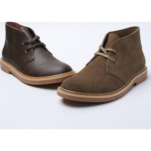 Yomior High Quality Spring Casual Men Shoes Round Toe Lace-Up Vintage British Dress Ankle Boot Tooling Desert Boots Real Leather