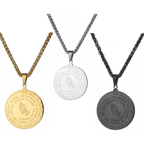 Male Necklaces Gold Filled Stainless Round Pendant Fox Chain For Mens Party Jewelry Christmas Gift