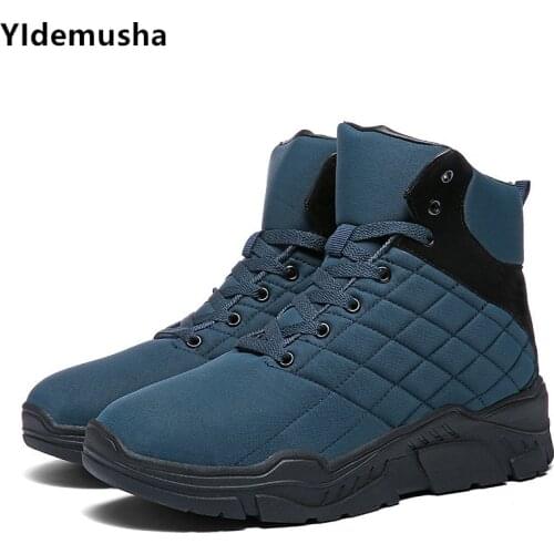 New Warm Plush Men Boots Winter 2020 Warm Snow Boots Men Motorcycle Boots Work Casual Shoes Military Rubber Ankle Martin Boots