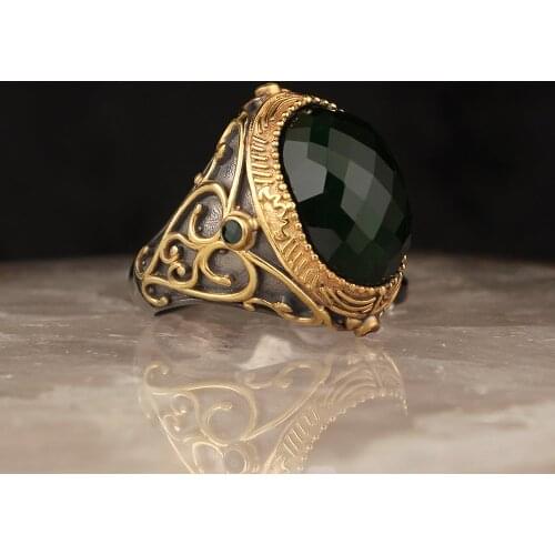 Zircon Stone Edging Plated 925 Sterling Silver Men 'S Ring