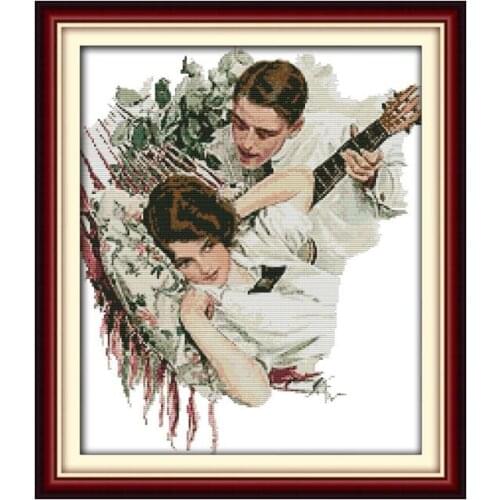 Stamped Cross Stitch Kit Tweedle Decor Crafts Painting Counted on Canvas 14CT 11CT Print Needlepoint Embroidery Needlework Set