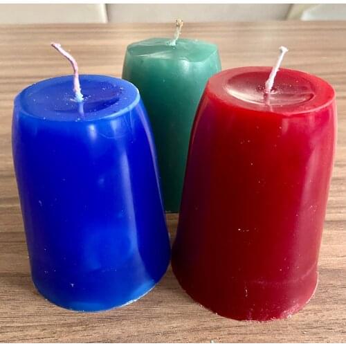 Set of 3 Chocolate Scented Cylinder 9 cm Candles, Red Green Blue Baton Billet Candle