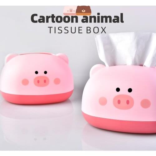 Tabletop Tissue Box Cute Cartoon Bear/Pig Napkin Paper Dispenser Holder Cute Animal Bathroom Desktop Ornament Home Office Decor