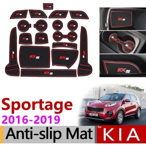 Anti-Slip Rubber Gate Slot Mat Cup Mats for KIA Sportage 2016 2017 2018 2019 QL 4th Gen MK4 KX5 Accessories Stickers Car Styling
