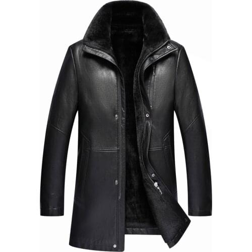 2020 New Mens Jacket Leather Shearling Winter Warm Velvet jaqueta de couro Leather Jacket Men chaqueta moto hombre, M-3XL