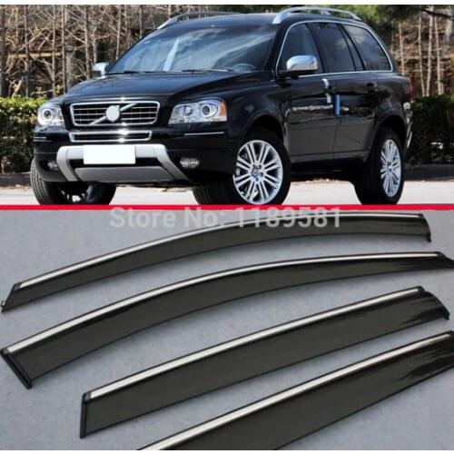Plastic Exterior Visor Vent Shades Window Sun Rain Guard Deflector For VOLVO XC90 2010 2011 2012 2013 2014