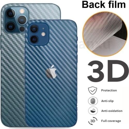 YanXu Carbon Fiber Transparent Film For iphone 12 Mini 11 Pro X XR X XS Max SE2 7 8 6S Plus Phone Back Screen Protector Sticker