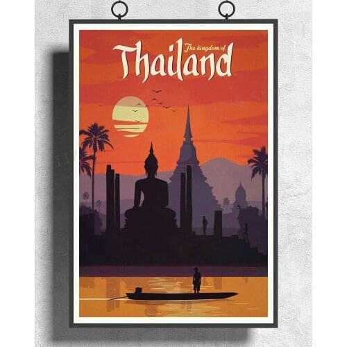 H480 Silk Poster Home Decoration The Kingdom Of Thailand Vintage Travel Wall Art Christmas Gift