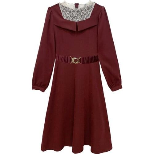 Elegant Splicing Black Red Dress Women Lace Luxurious Vestido Festa Women Clothes Spring Fall New Style Robes Ukraine