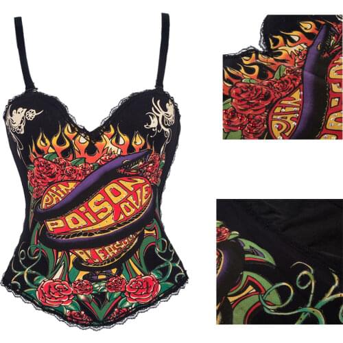 Vintage Corset Tops for Women Plus Size Printing Bustier Corset Lingerie Sexy Corselet Overbust Shapewear Size S M L XL2XL