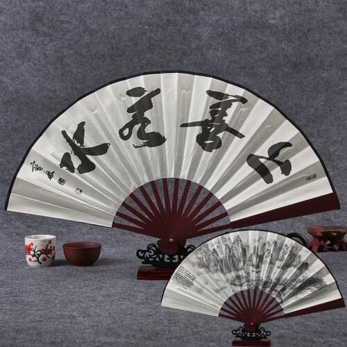 Vintage Bamboo Fan Chinese Style Folding Silk Cloth Fan Wedding Dance Party Hand Fan Home Decoration
