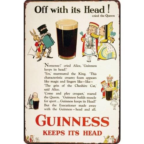 Guinness Vintage Tin Sign Wall Bar Cafe Home Shop Art Kitchen Decor Metal Poster Cuadros 30X20CM SA-2017