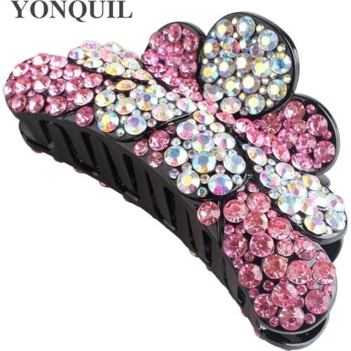 Ladies Colorful Shining Big Hair Claws Rhinestone Clamps Hair Crab Women Crystal Hair Clip Female Accessories Headwear