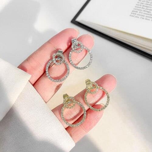 Micro Pave Zircon Front And Back Circle Stud Earrings For Women Korean Simple Double Circle Delicate Earings Jewelry 2021 New