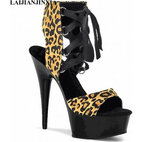 New New Women Sexy Night Club Party Dance Straps Stiletto 15cm High Heels Platform Dancing Shoes Sandals Pole Dance Shoes