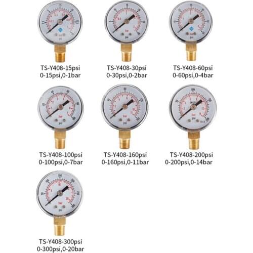 Dual Scale Mechanical Pressure Gauge Pool Filter Aquarium Water Air Pressure Gauge Meter 1/8 inch NPT Bottom Mount