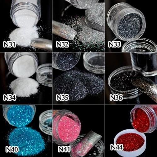 1 Bottle of 16 Types Acrylic UV Nail Art Glitter Powder Dust Tips Decoration