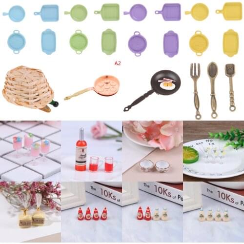 1pcs/1set Dollhouse Miniature Plate Jam Drink Cup Dish Bowl Tableware Set Toy Doll Food Kitchen Living Room Accessories