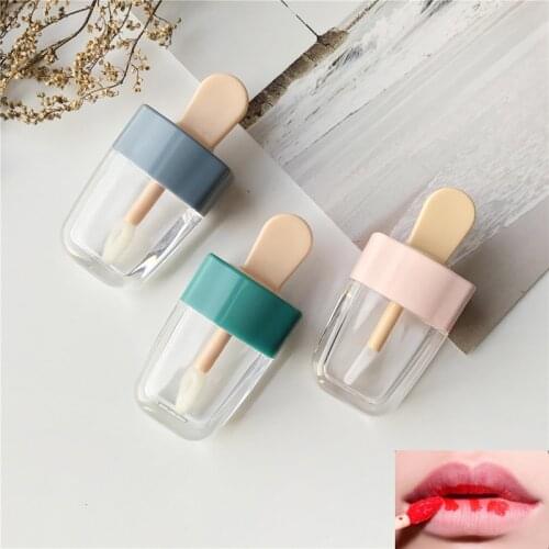 1pcs Cute Ice Cream Lip Glaze Tube Diy Lip Gloss Sub-Bottle Pink Ice Cream Lip Glaze