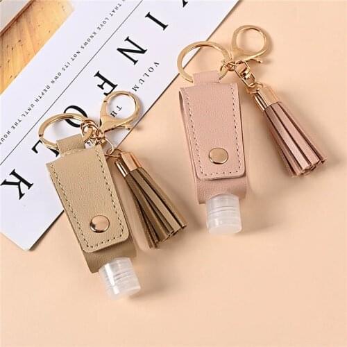 10pcs 30ml Prtable Disinfectant Gel Bottles Leather Hand Sanitizer Gel Holder botes gel hidroalcolico rellenable llavero