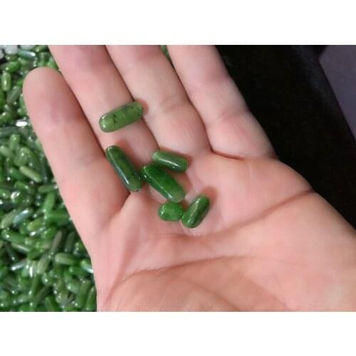 100 pcs Fine Jewelry Natural Xinjiang Hetian green jade loose leather diy beads DIY accessories Beads