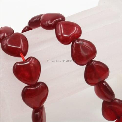 12mm Accessories Red Rubys Jades Crafts Loose Diy Beads Heart Stone Hand Made Jewelry Making Design 15inch Girls Christmas Gifts