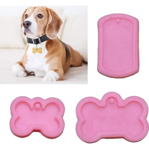 3Pcs Dog Tags Pendant Resin Casting Mold Kit, Silicone Military Bone Shape Tag Pendant Keychain Mold for DIY Jewelry Craft Tools