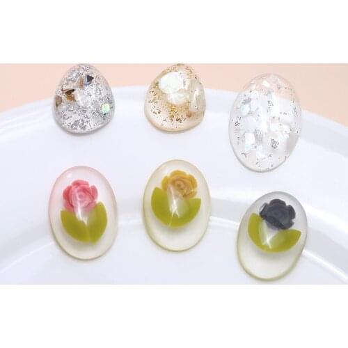 6pcs Japanese Rose Flower Transparent Patch Stud Earrings Geometric Inlaid Gold Foil Tremella Earrings diy Jewelry Accessories
