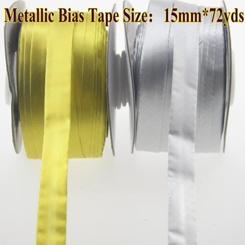 Free shipment--Metallic Bias Tape size:15mm ,72yds Golden for DIY making,Garment Accessories ,handmade for dress sewing material