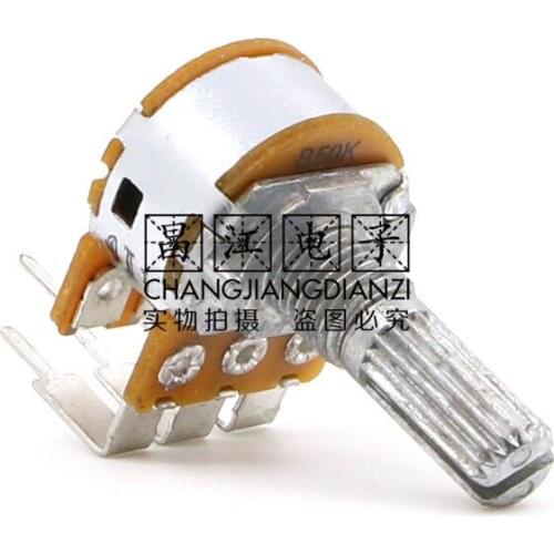 1 Piece B50K Stereo Channel Audio Power Amplifier Volume Potentiometer 20MM Flower Shaft 6-Pin Bent Foot