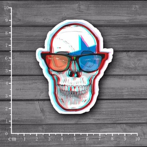 Exclusive 3D Effects Skull white background On Notebook Laptop Stationery Sticker Snowboard Luggage Fridge Home Decor[Single]