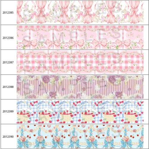 Lolita Flowers Print Grosgrain/Satin Ribbon Sweet Cute Kawaii Pink Retro DIY Crafts Japanese 5 Yards Hair Bows DIY Accessories
