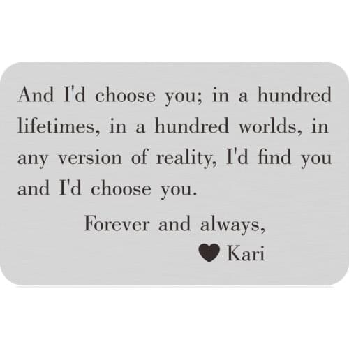 Valentines Day Husband Gifts Wallet Insert Card for Men From Wife Girlfriend Birthday Gifts for Him Groom Bride