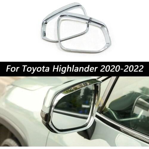 Chrome Plated Side Door Rearview Mirror Rain Guard Cover Trim For Toyota Highlander 2020-2022