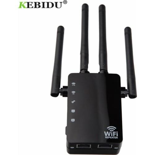 KEBIDU Wireless Wifi Repeater Router 1200Mbps Dual-Band 2.4/5G 4Antenna Wi-Fi Range Extender Wi Fi Routers Home Network Supplies