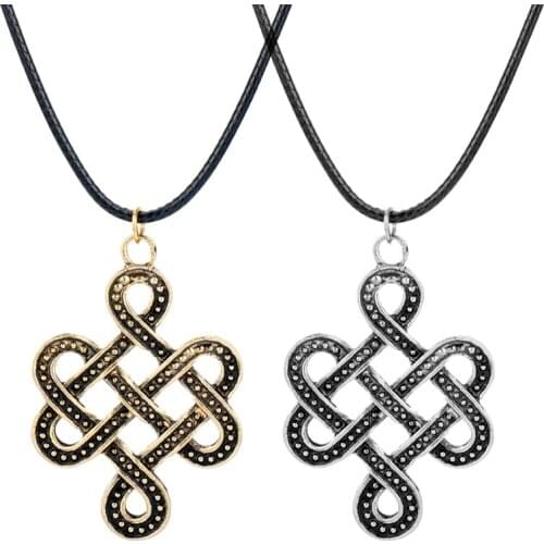 Chinese knotting Necklace Women Choker Pendants Necklaces Vintage jewelry Metal Charms Necklace Female Jewellery collares